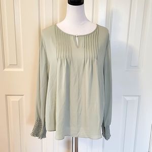 Pleated keyhole blouse